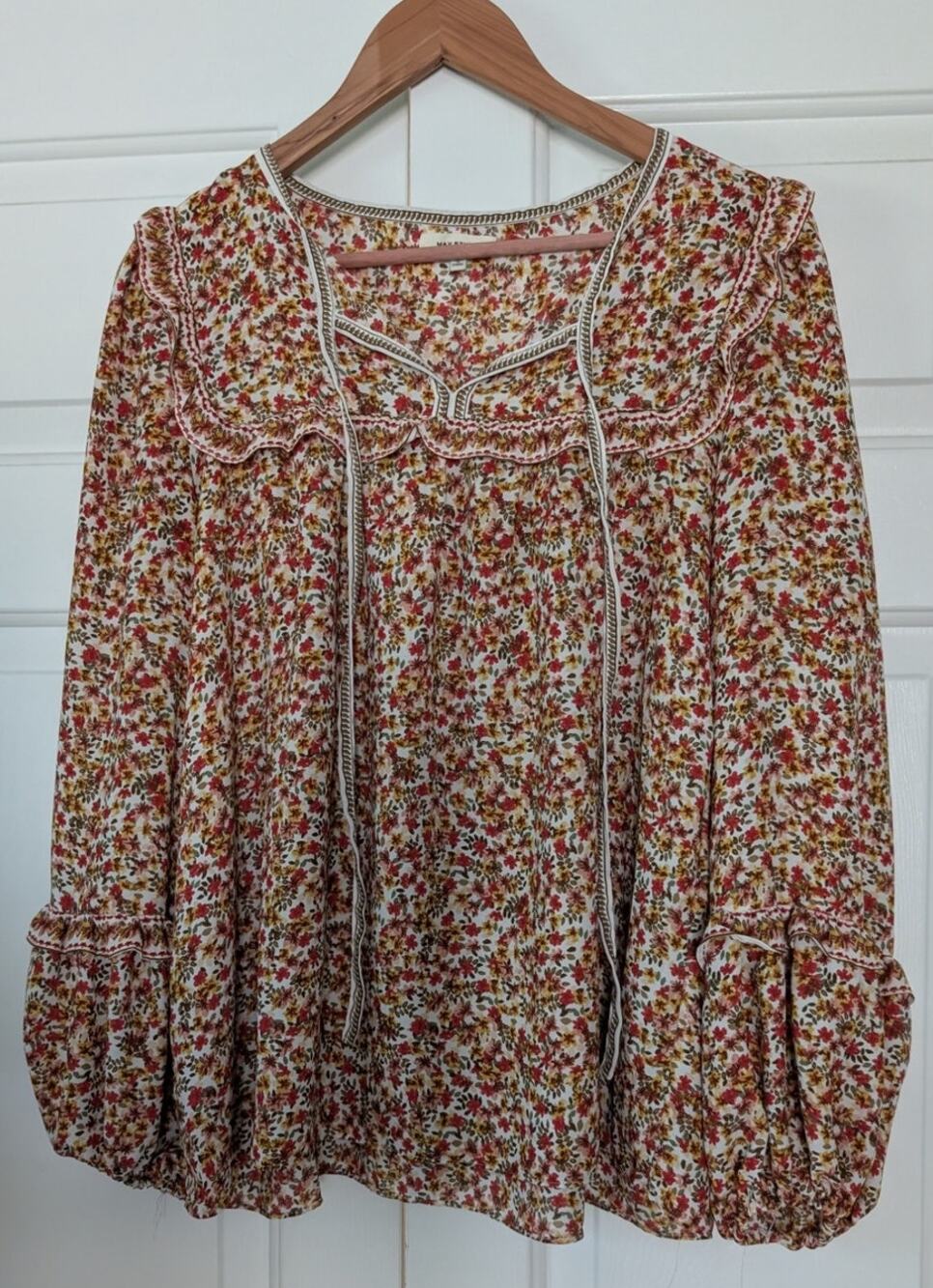 Max Studio Floral Ruffle Boho Blouse